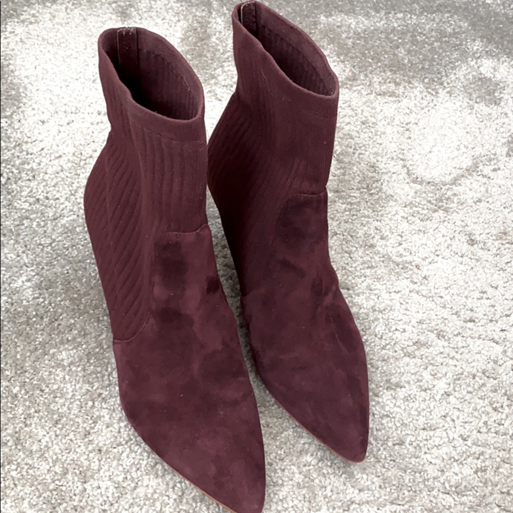 Marc Fisher Plum kitten heal booties.